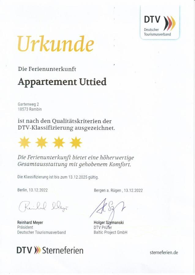 Appartement Uttied Mit Terrasse Und Garten - 4 Sterne Dtv Rambin Екстериор снимка
